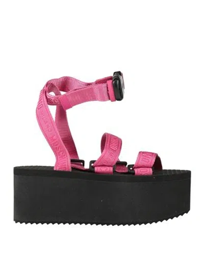 Moschino Woman Sandals Fuchsia Size 8 Textile Fibers In Pink