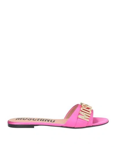 Moschino Woman Sandals Fuchsia Size 9 Textile Fibers In Pink