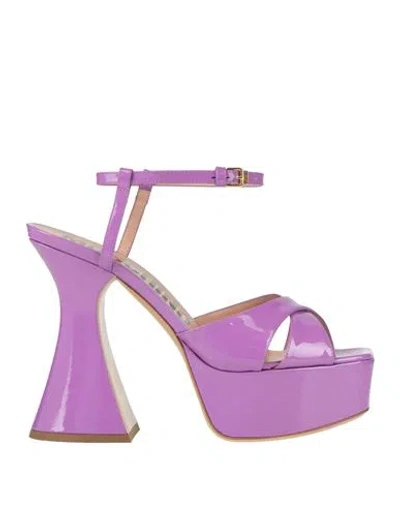 Moschino Woman Sandals Mauve Size 5.5 Leather In Purple