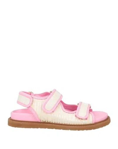 Moschino Woman Sandals Pink Size 5 Leather, Textile Fibers In Brown