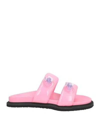 Moschino Woman Sandals Pink Size 7 Textile Fibers In Multi