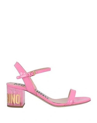 Moschino Woman Sandals Pink Size 8 Synthetic Fibers