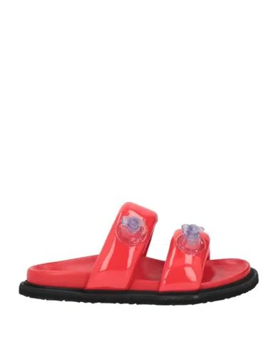 Moschino Woman Sandals Red Size 6 Textile Fibers