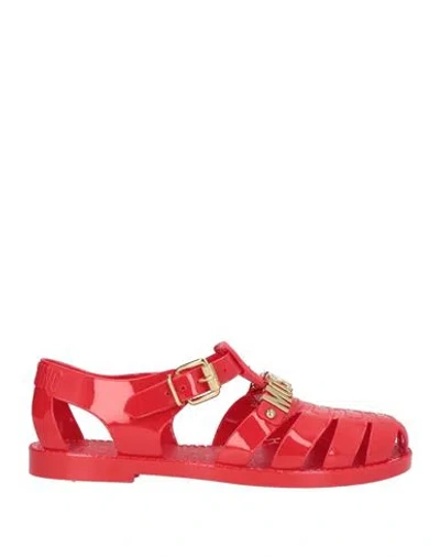 Moschino Woman Sandals Red Size 9 Rubber