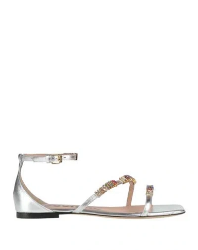 Moschino Woman Sandals Silver Size 7 Leather