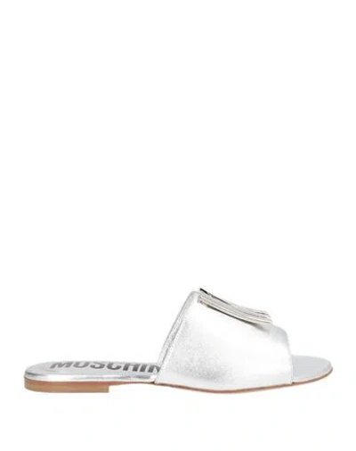 Moschino Woman Sandals Silver Size 8 Leather