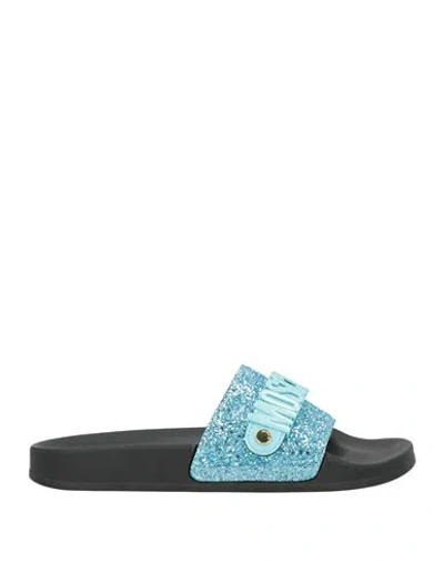 Moschino Woman Sandals Turquoise Size 11 Rubber In Blue