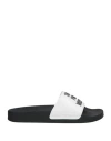 Moschino Logo-embossed Faux-leather Slides In White
