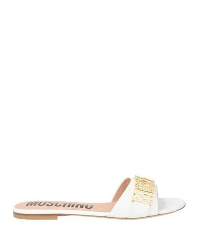 Moschino Woman Sandals White Size 8 Calfskin