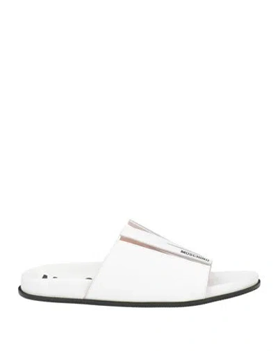 Moschino Woman Sandals White Size 8 Calfskin, Pvc - Polyvinyl Chloride