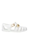 Moschino White Jelly Lettering Logo Sandals In White