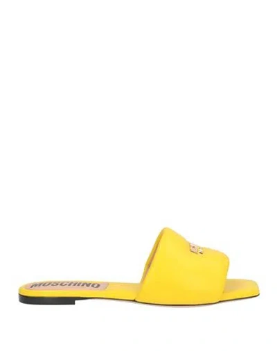 Moschino Woman Sandals Yellow Size 9 Leather
