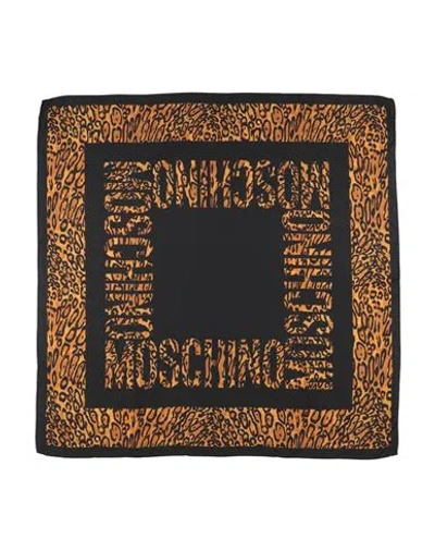 Moschino Leopard-print Silk Scarf In Black