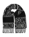 Moschino Woman Scarf Black Size - Wool, Acrylic In Blue