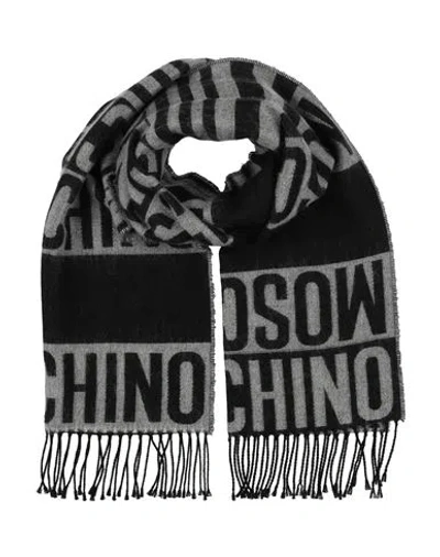 Moschino Woman Scarf Black Size - Wool, Acrylic In Blue