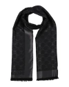 Moschino Woman Scarf Black Size - Wool, Cotton, Silk, Viscose, Polyester In Blue