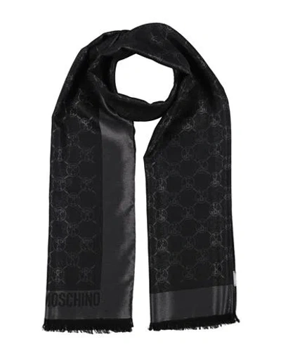 Moschino Woman Scarf Black Size - Wool, Cotton, Silk, Viscose, Polyester In Blue