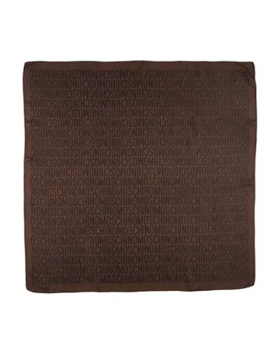 Moschino Woman Scarf Chocolate Brown Size - Silk