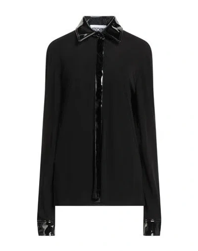 Moschino Woman Shirt Black Size 14 Viscose, Polyester, Elastane, Polyurethane Resin