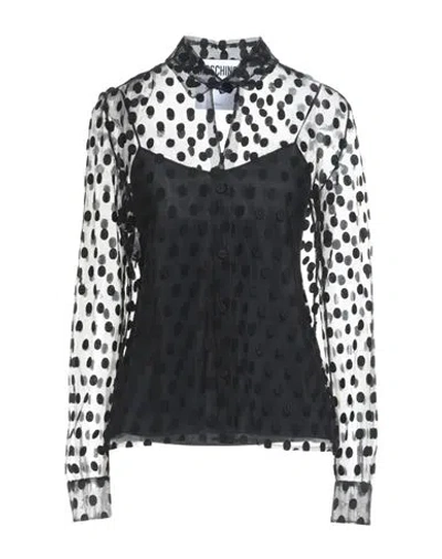 Moschino Woman Shirt Black Size 8 Acetate, Elastane, Silk