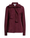 Moschino Woman Shirt Burgundy Size 14 Acetate, Cotton In Red