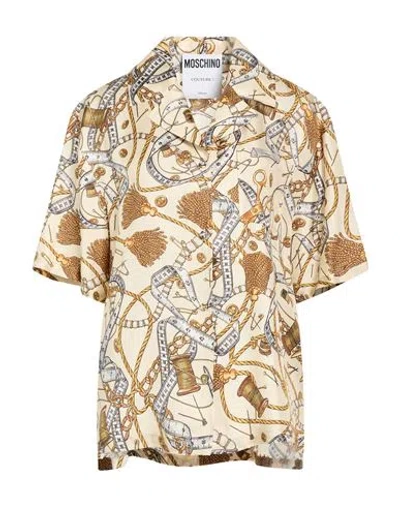 Moschino Woman Shirt Cream Size 8 Silk In Neutral