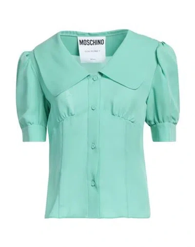 Moschino Woman Shirt Light Green Size 12 Silk