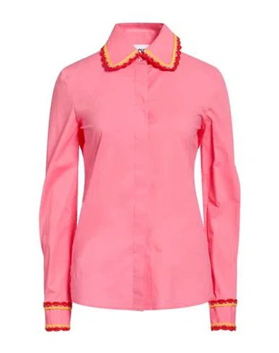 Moschino Woman Shirt Salmon Pink Size 4 Cotton, Elastane In Animal Print
