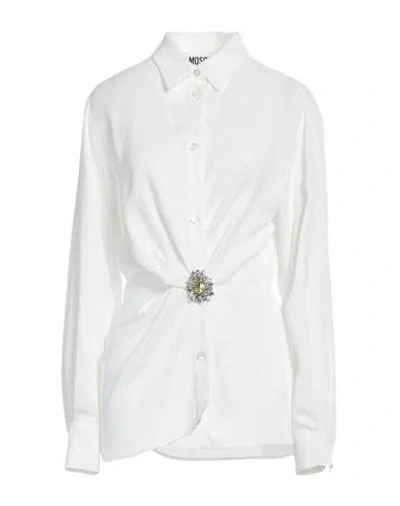 Moschino Woman Shirt White Size 12 Acetate, Viscose, Acrylic, Glass, Polyester