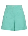Moschino Woman Shorts & Bermuda Shorts Light Green Size 10 Cotton, Linen