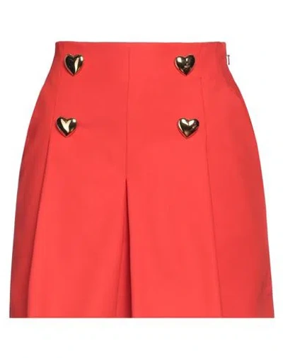 Moschino Woman Shorts & Bermuda Shorts Tomato Red Size 6 Cotton, Polyamide, Elastane