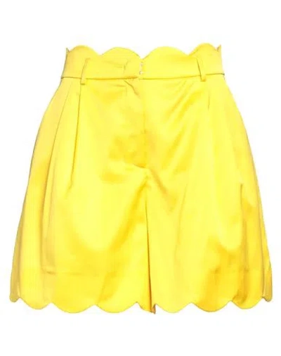 Moschino Woman Shorts & Bermuda Shorts Yellow Size 12 Cotton, Cupro, Elastane In Yellow