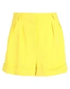 MOSCHINO MOSCHINO WOMAN SHORTS & BERMUDA SHORTS YELLOW SIZE 10 VISCOSE, ELASTANE