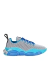 Moschino Woman Sneakers Azure Size 12 Textile Fibers In Blue