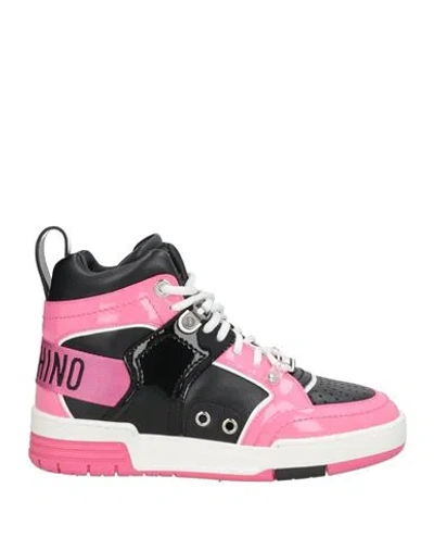 Moschino Woman Sneakers Black Size 6 Synthetisches Material In Pink