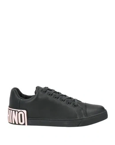 Moschino Woman Sneakers Black Size 8 Leather