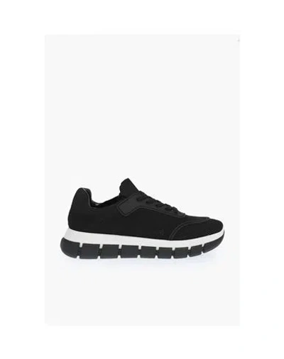 Moschino Love Perforeted Fabric Tassel 50 Sneakers With Track Sole In Black