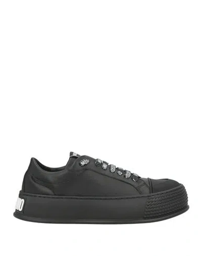 Moschino Woman Sneakers Black Size 8 Synthetic Material
