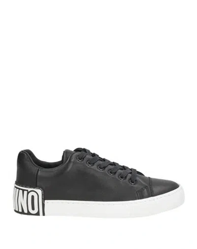 Moschino Woman Sneakers Black Size 9 Calfskin In Multi
