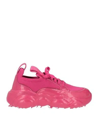 Moschino Woman Sneakers Fuchsia Size 7 Textile Fibers, Leather In Pink