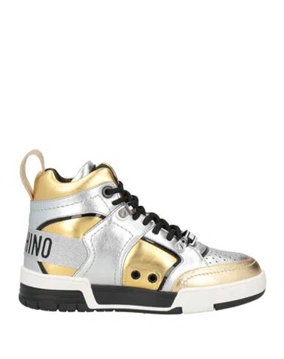 Moschino Woman Sneakers Gold Size 7 Textile Fibers In Multi