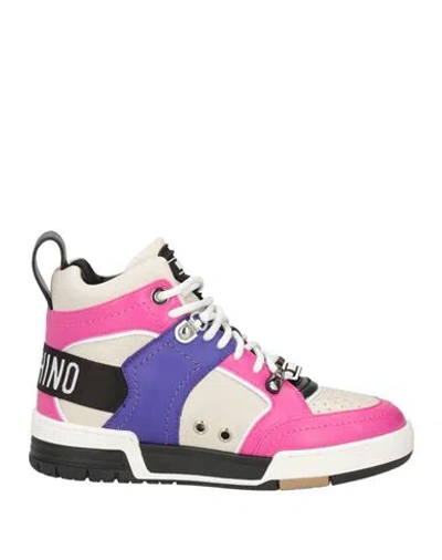 Moschino Woman Sneakers Magenta Size 8 Textile Fibers