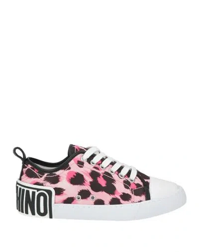 Moschino Woman Sneakers Pink Size 6 Nylon In Multi