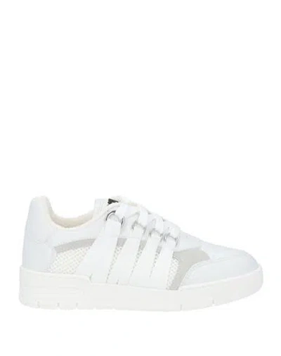 Moschino Woman Sneakers White Size 8 Synthetic Material, Textile Fibers