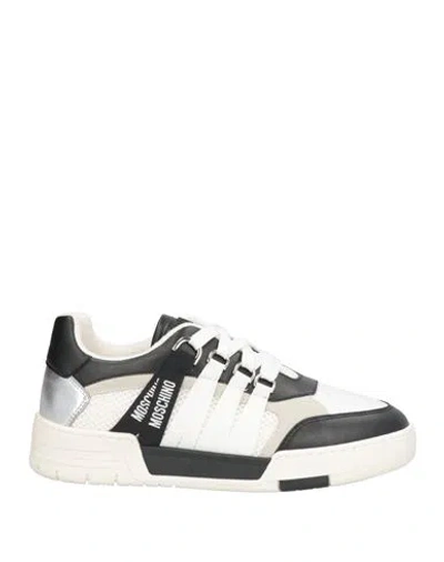 Moschino Woman Sneakers White Size 8 Textile Fibers In Multi