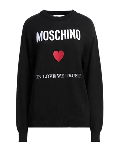 Moschino Cotton Jersey Logo Sweatshirt In Black