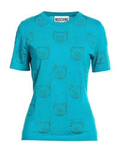 Moschino Woman Sweater Emerald Green Size 10 Virgin Wool In Blue