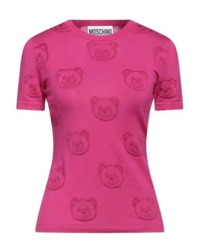 Moschino Woman Sweater Fuchsia Size 4 Virgin Wool In Pink