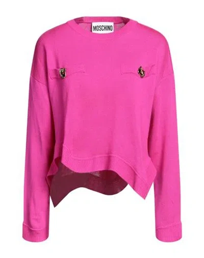 Moschino Woman Sweater Fuchsia Size 10 Virgin Wool In Pink