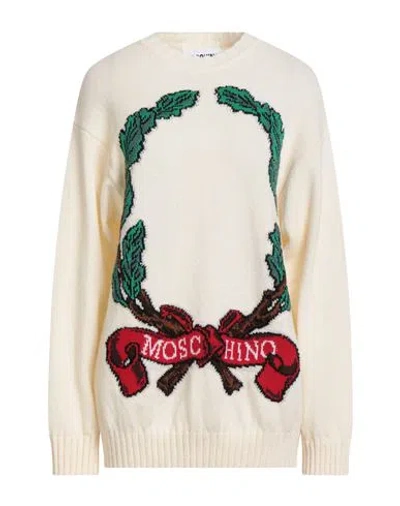 Moschino Woman Sweater Ivory Size 8 Virgin Wool In White